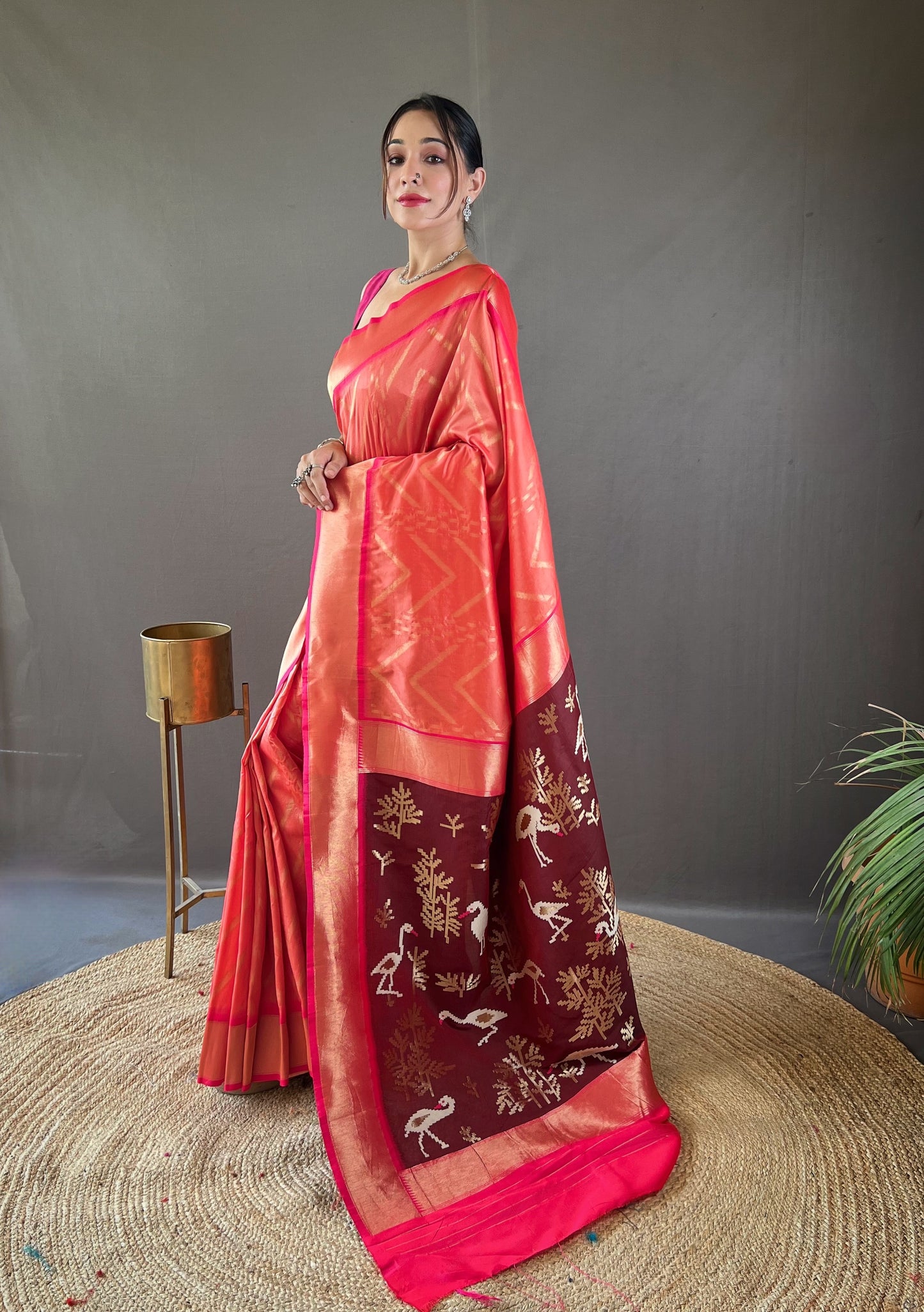 Peach  Paithani silk sarees