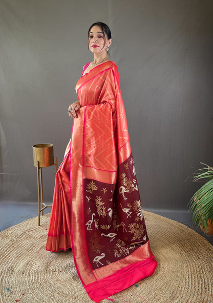 Peach  Paithani silk sarees