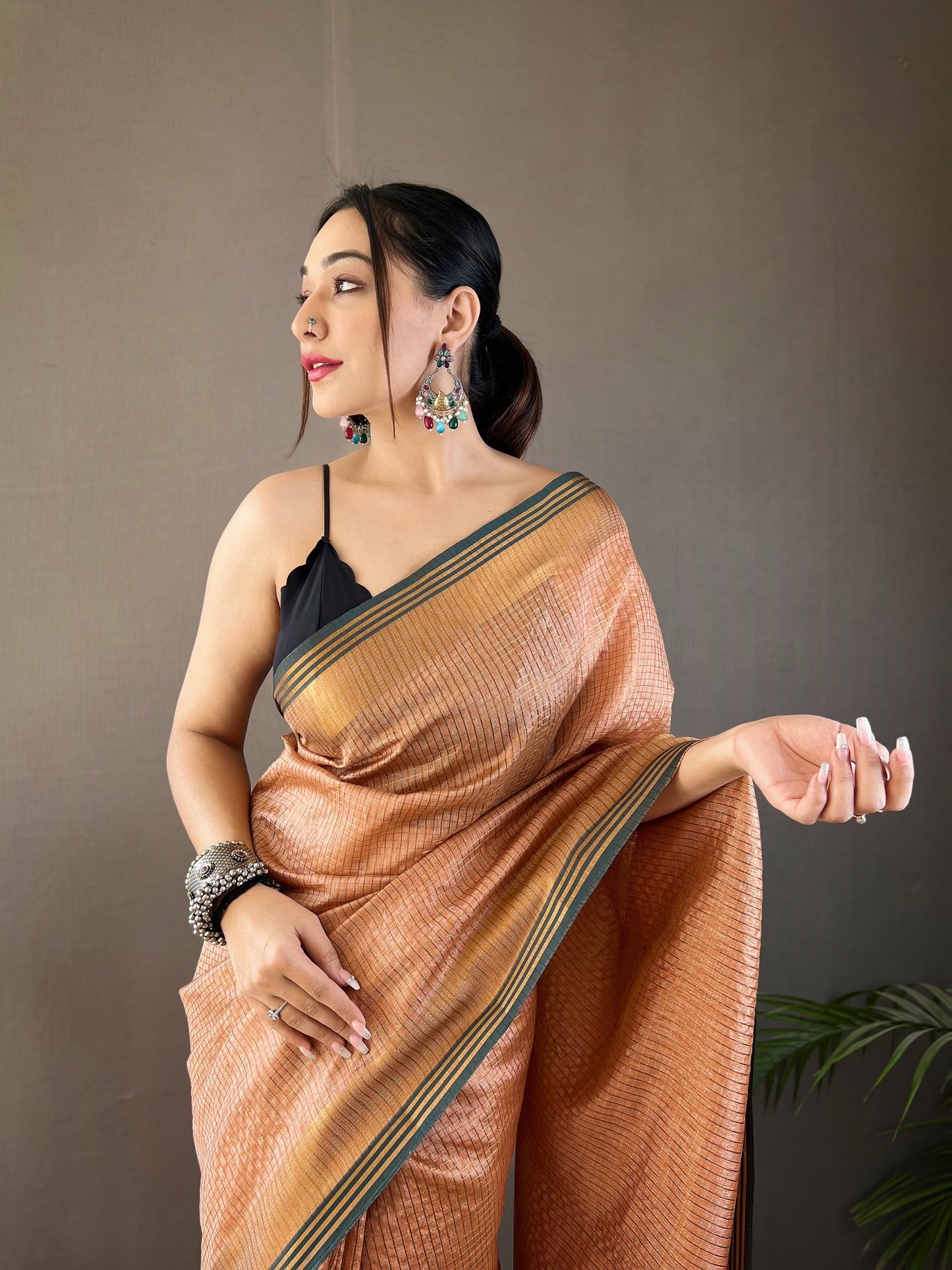 soft silk sarees with all over zari chex Weaving design and border