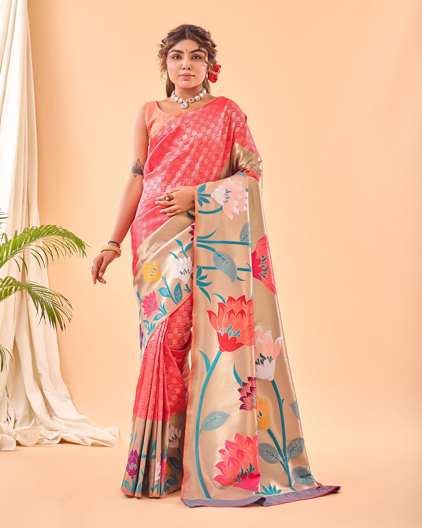 Pink PUSAREERE PAITHANI SILK