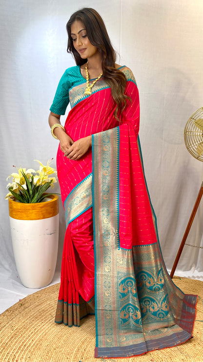 Pink Paithani silk saree