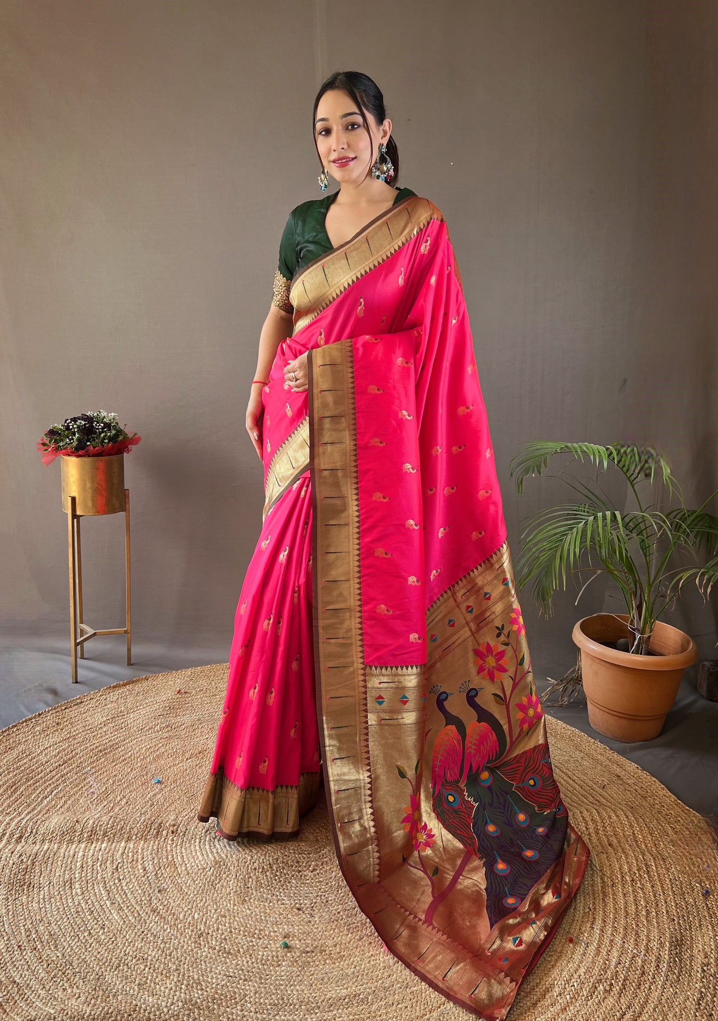 Pink Paithani silk saree