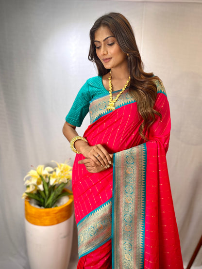 Pink Paithani silk saree