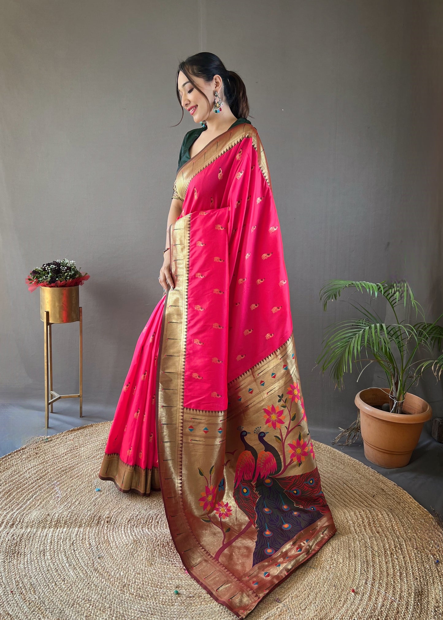 Pink Paithani silk saree