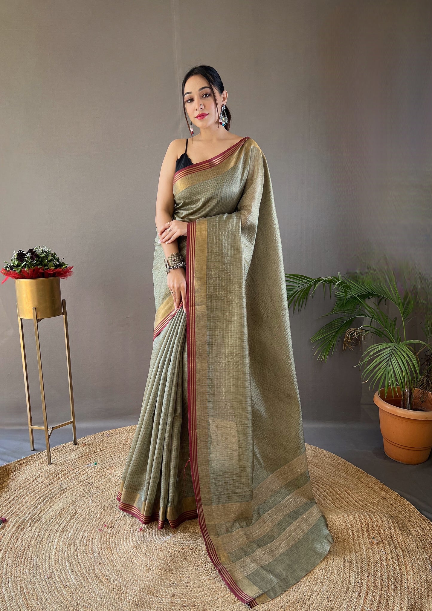 soft silk sarees with all over zari chex Weaving design and border