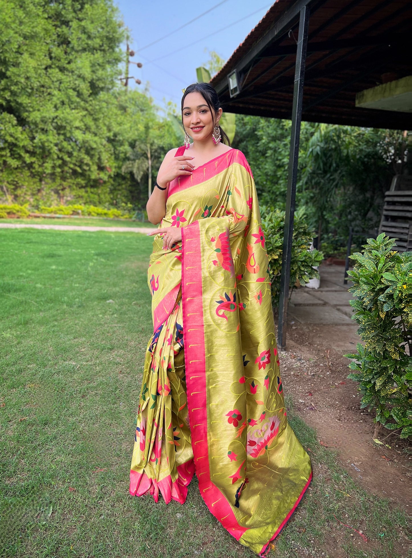 PISTA PURE PAITHANI SAREE