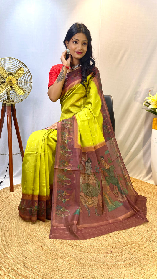 Pista soft Chanderi silk sarees