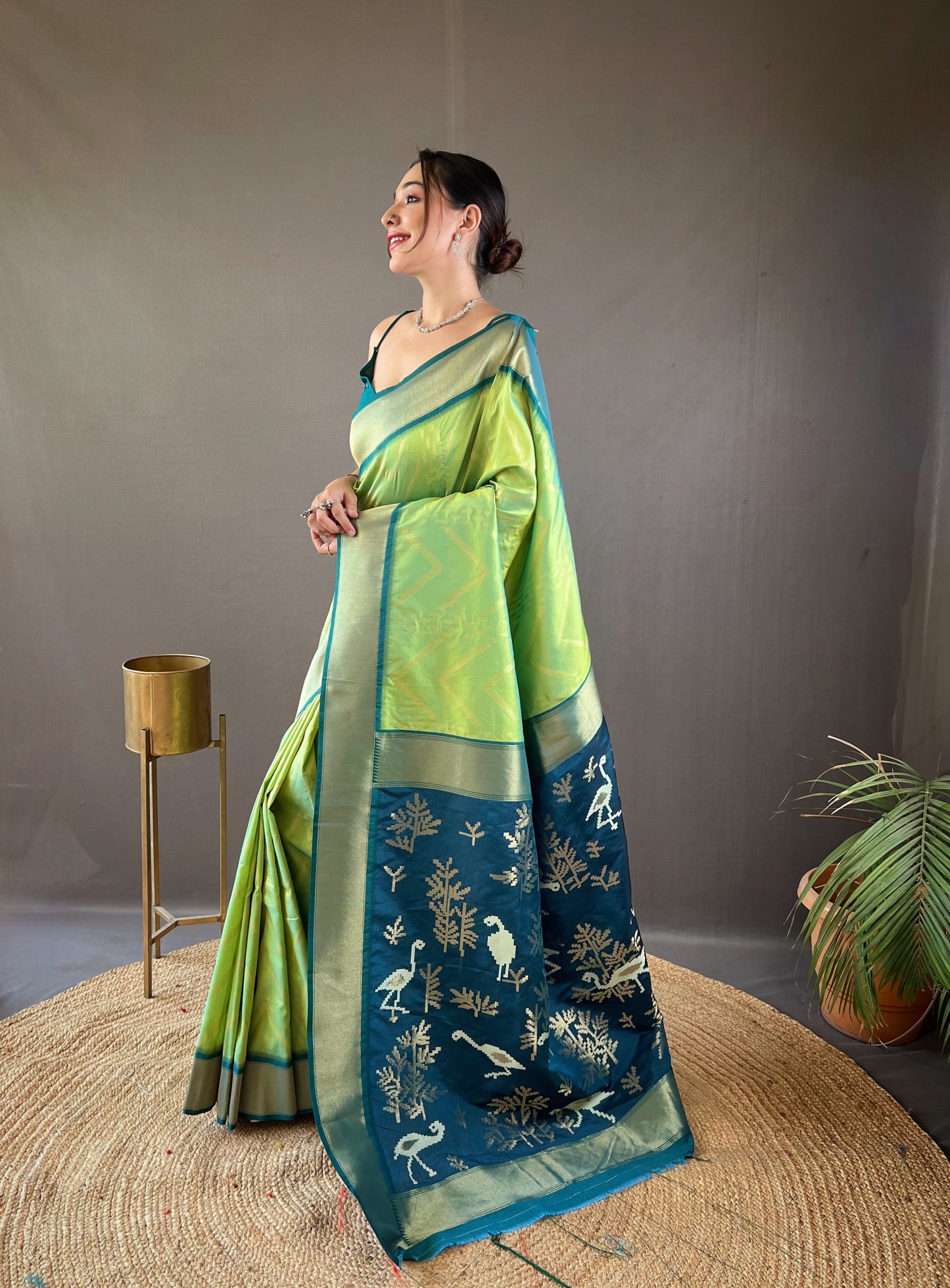 Pista Pure soft silk saree