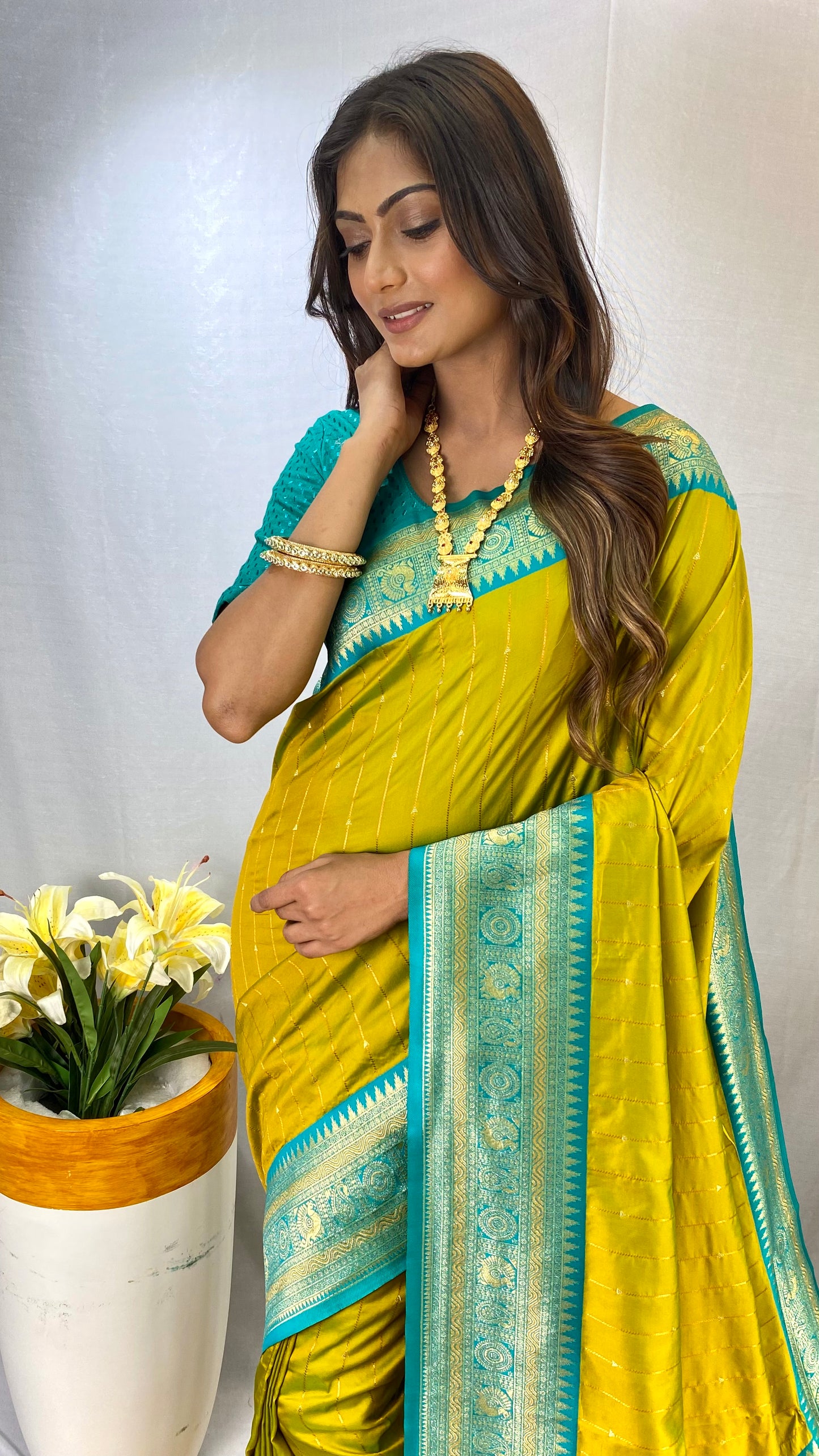 Pista Paithani silk saree