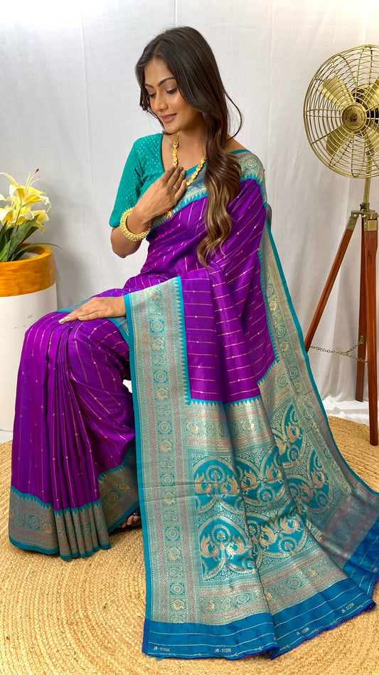 Purple Paithani silk saree