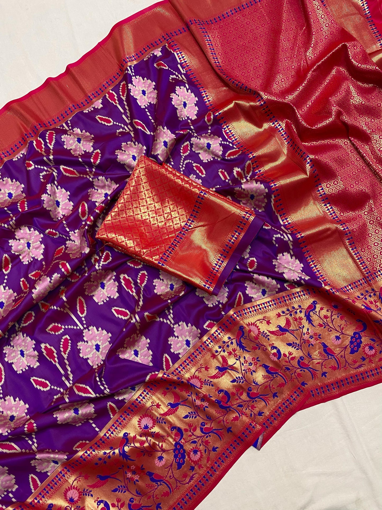 Purple Soft silk saree With patola weaving concepts