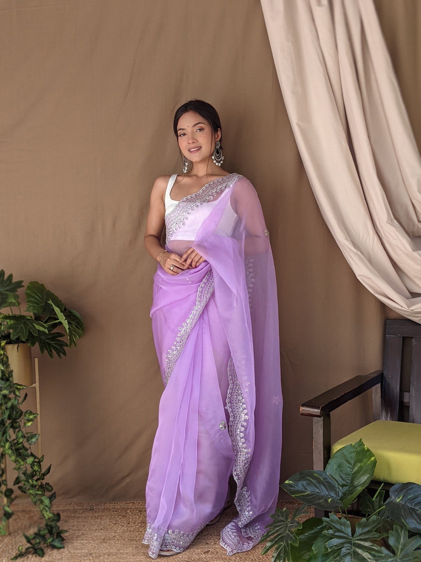 Lavender PURE ORGANZA SILK SAREE