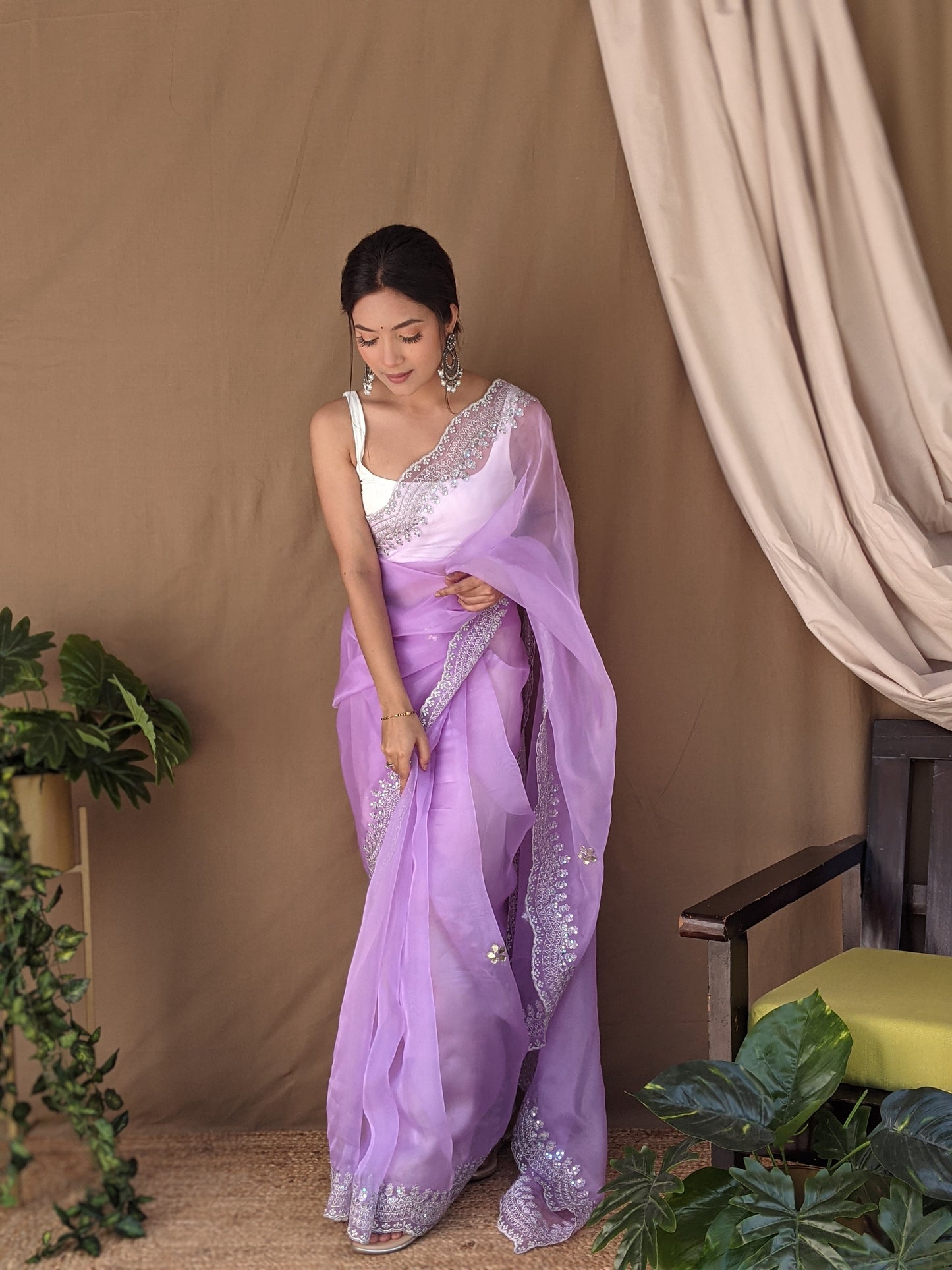 Lavender PURE ORGANZA SILK SAREE