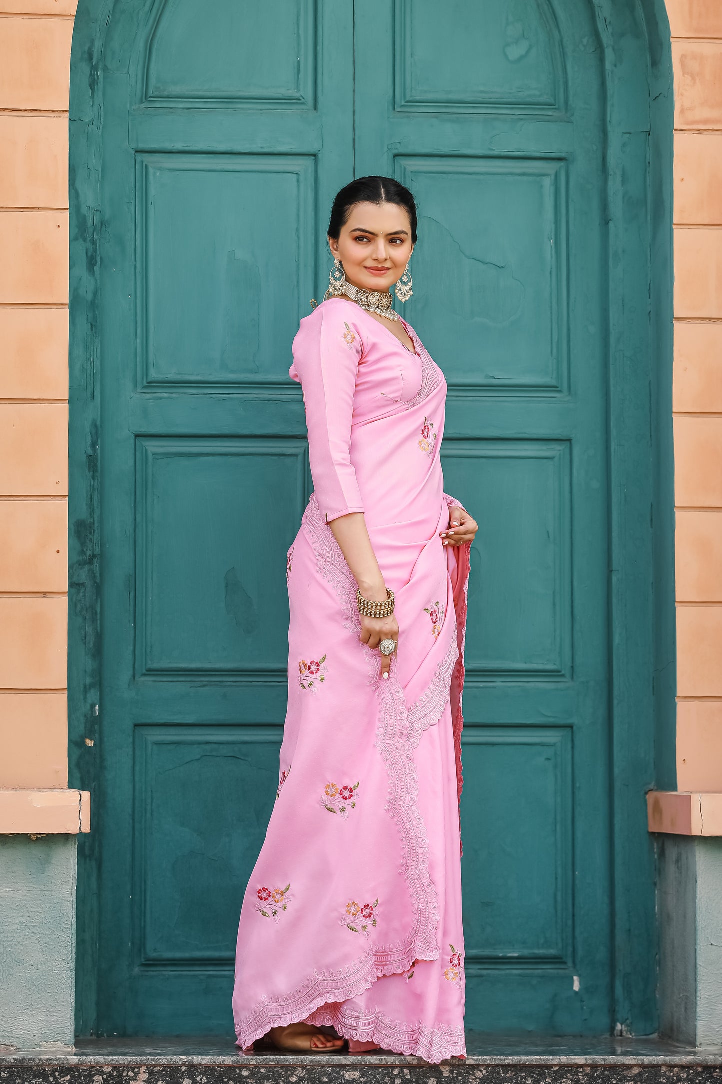 Pink Tussar Cotton dobby sarees