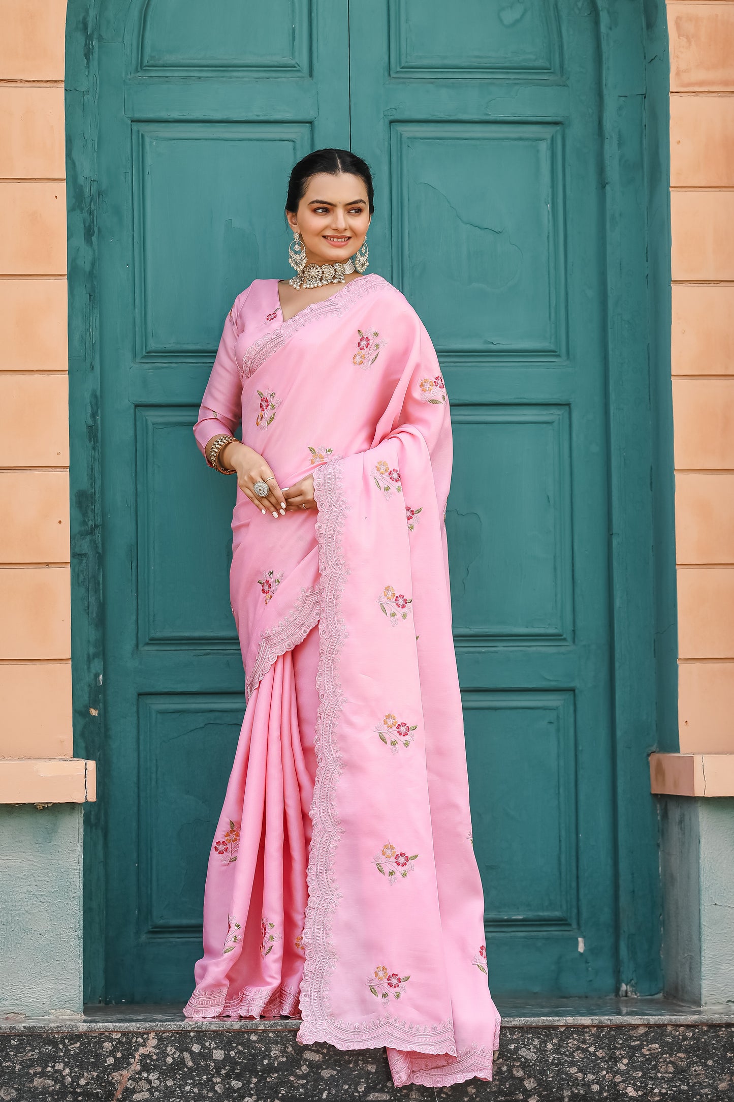 Pink Tussar Cotton dobby sarees