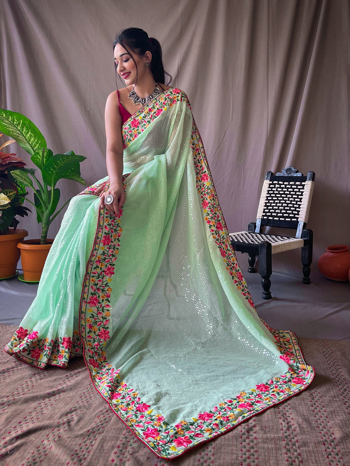 PISTA PURE GEORGATE SAREE