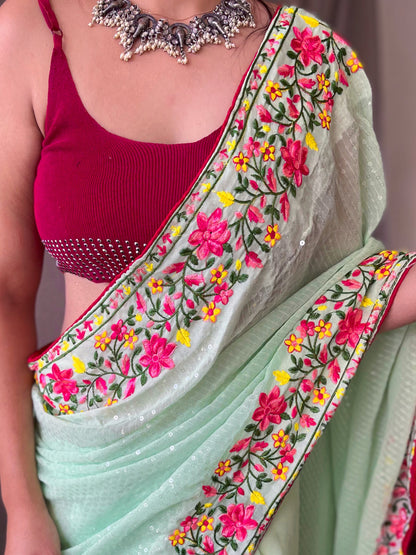 PISTA PURE GEORGATE SAREE