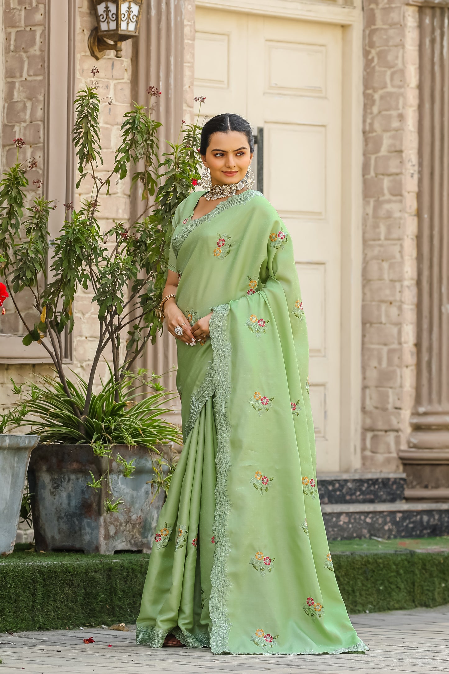 Pista Tussar Cotton dobby sarees