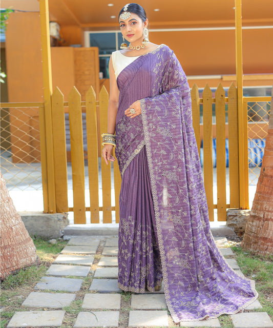 Purple Pure Soft silk saree