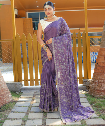 Purple Pure Soft silk saree