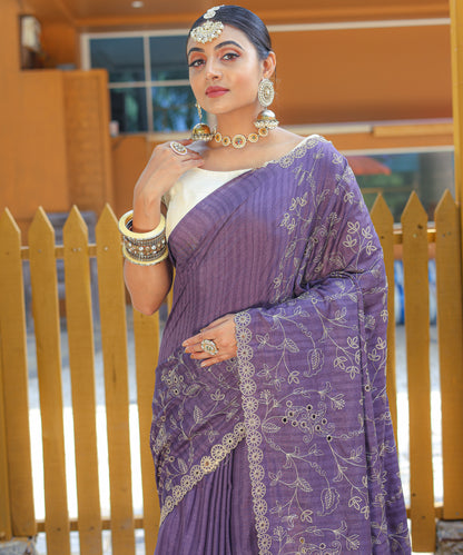 Purple Pure Soft silk saree