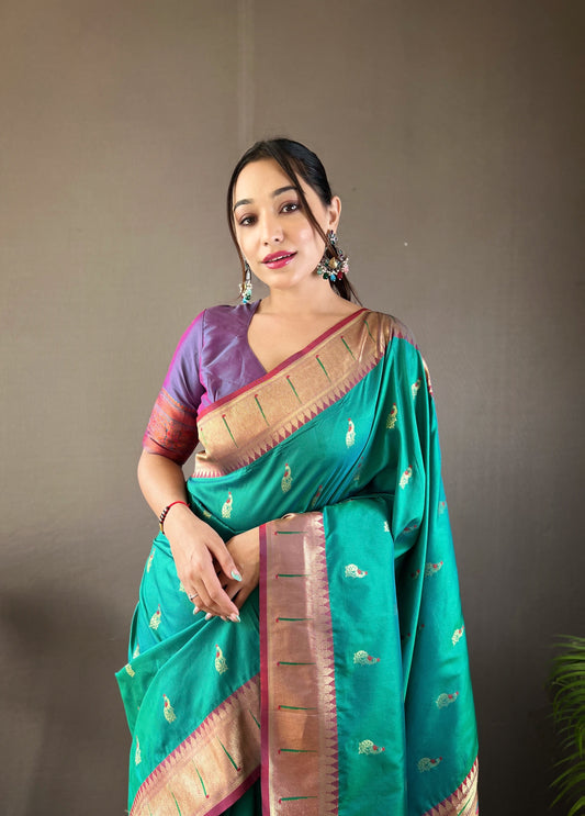 Rama Paithani silk saree