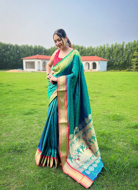 Rama New concept of ganga jamuna border in combination with paithani weaving sarees