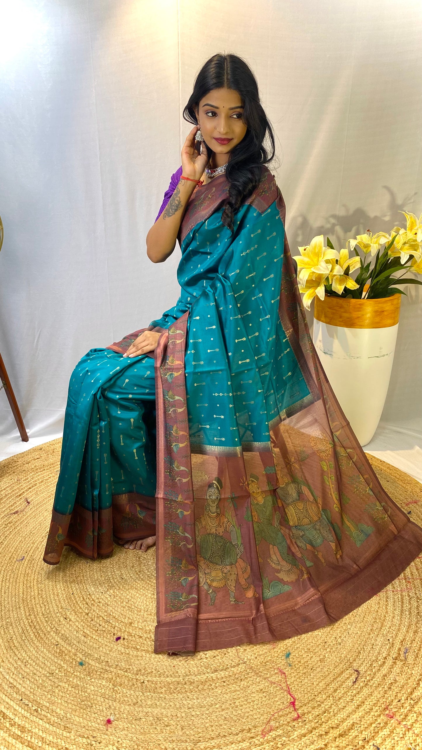 Rama soft Chanderi silk sarees