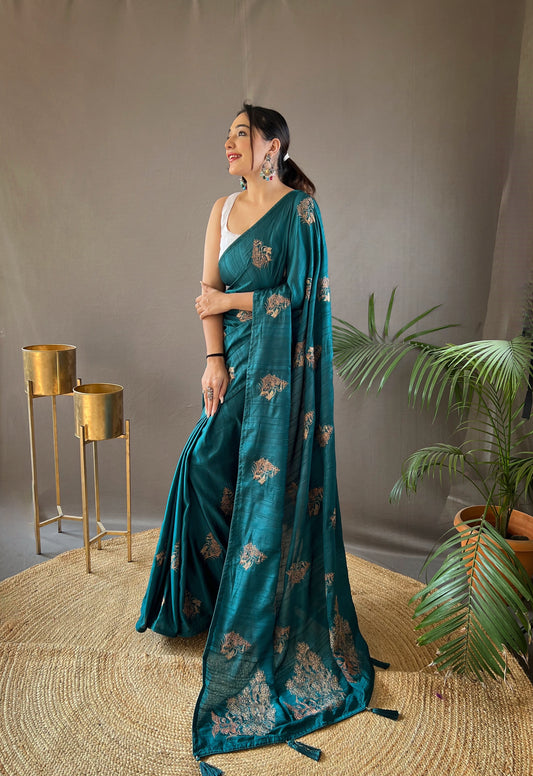 Rama concept of silk with zari based embroidery and piping