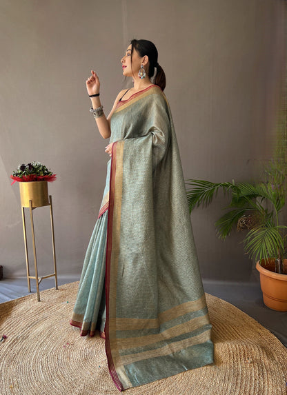 soft silk sarees with all over zari chex Weaving design and border