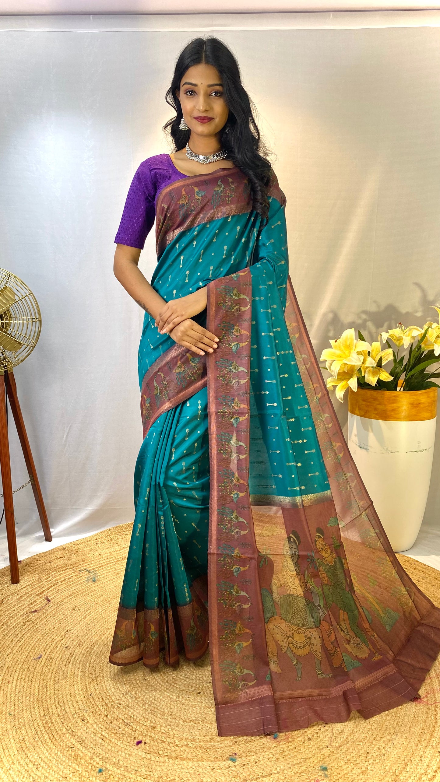 Rama soft Chanderi silk sarees