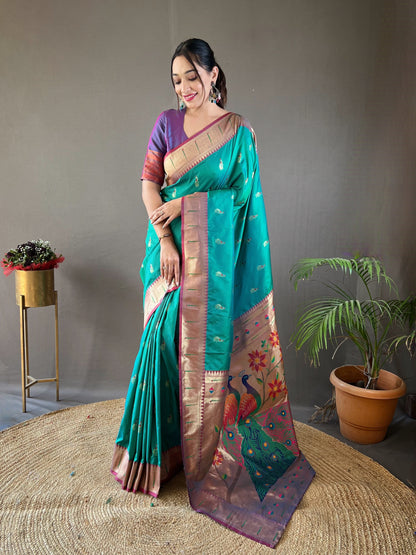 Rama Paithani silk saree