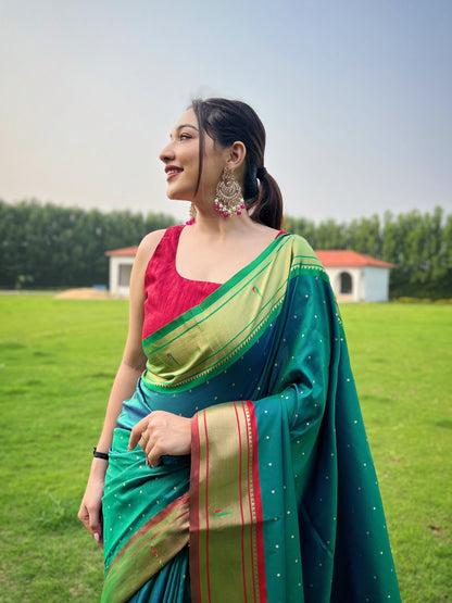 Rama New concept of ganga jamuna border in combination with paithani weaving sarees