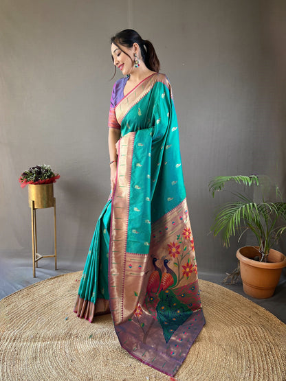 Rama Paithani silk saree