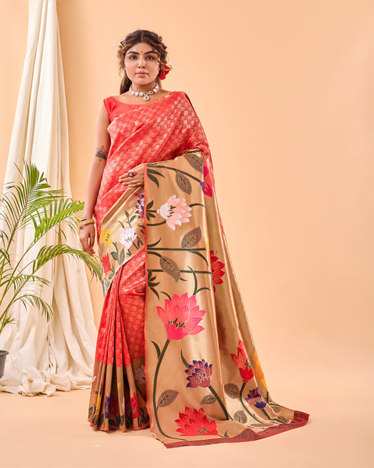 RED PURE PAITHANI SILK SAREE