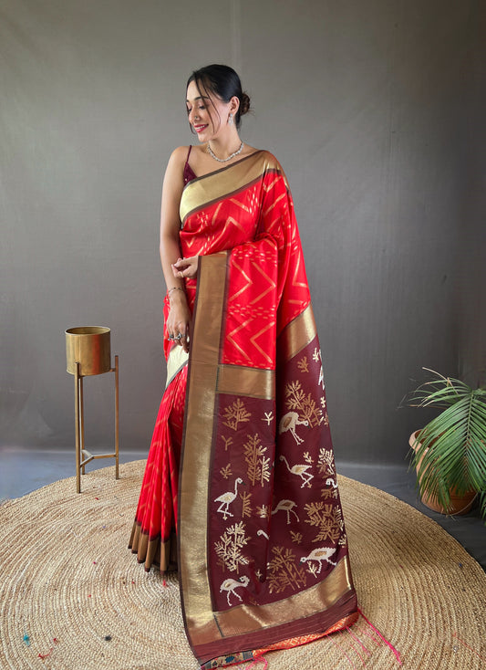 Red  Paithani silk sarees