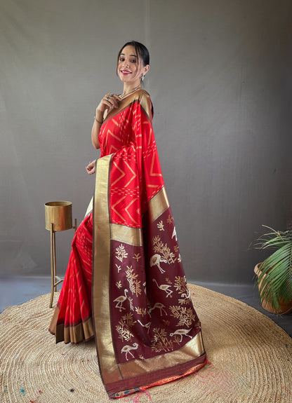 Red Pure soft silk saree