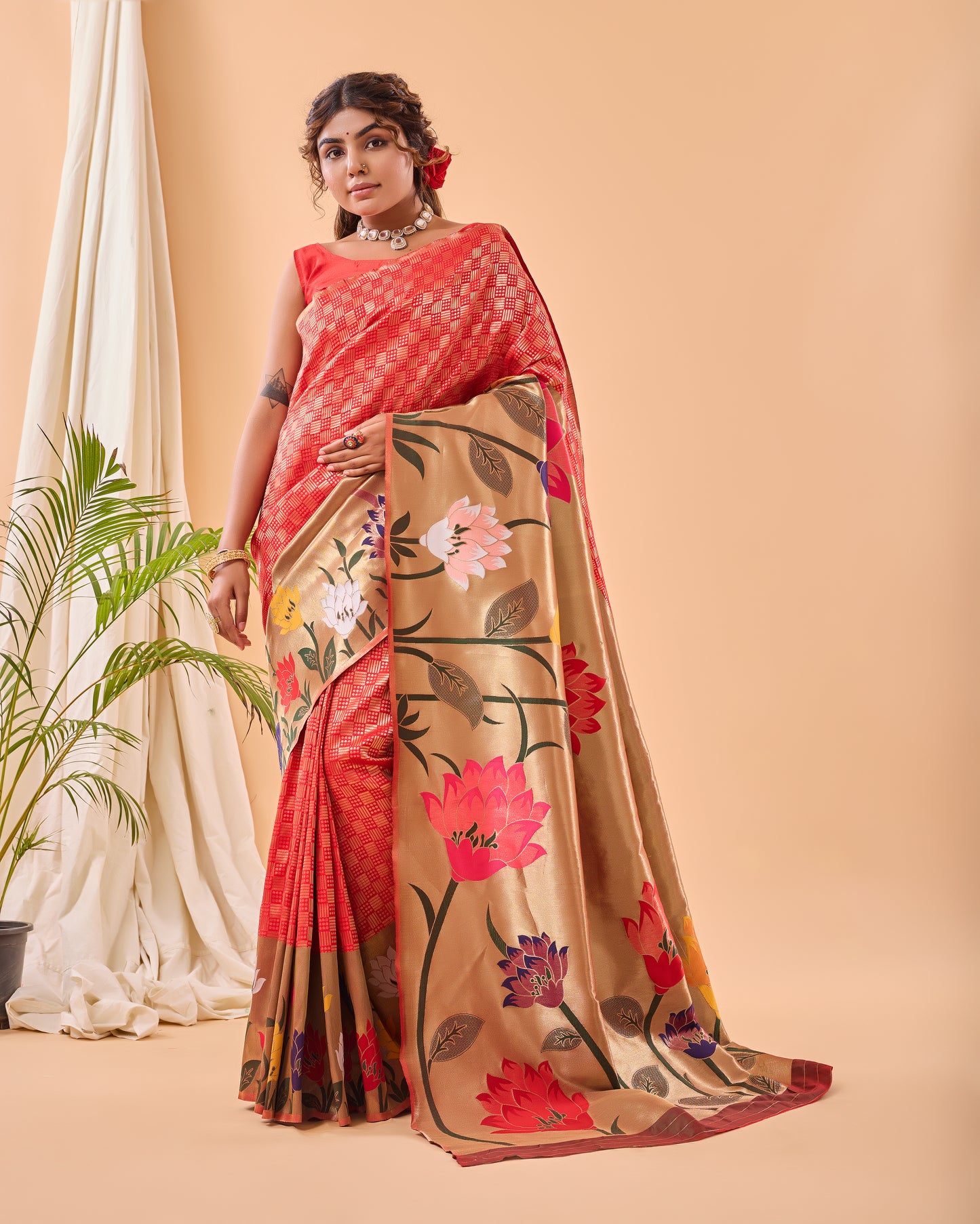 RED PURE PAITHANI SILK SAREE