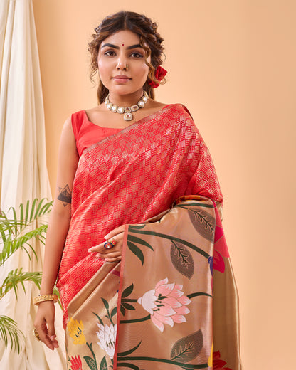 RED PURE PAITHANI SILK SAREE