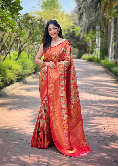 Red Kanchipattu silk saree