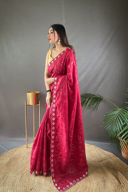 Red Pure Ruhi Silk Saree