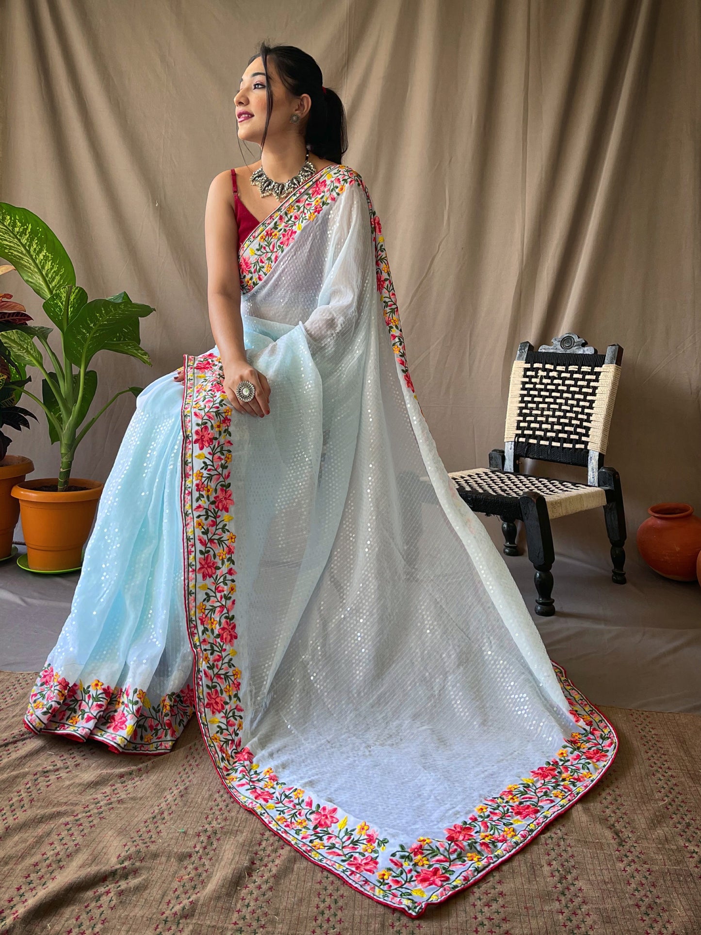 SKY PURE GEORGATE SAREE