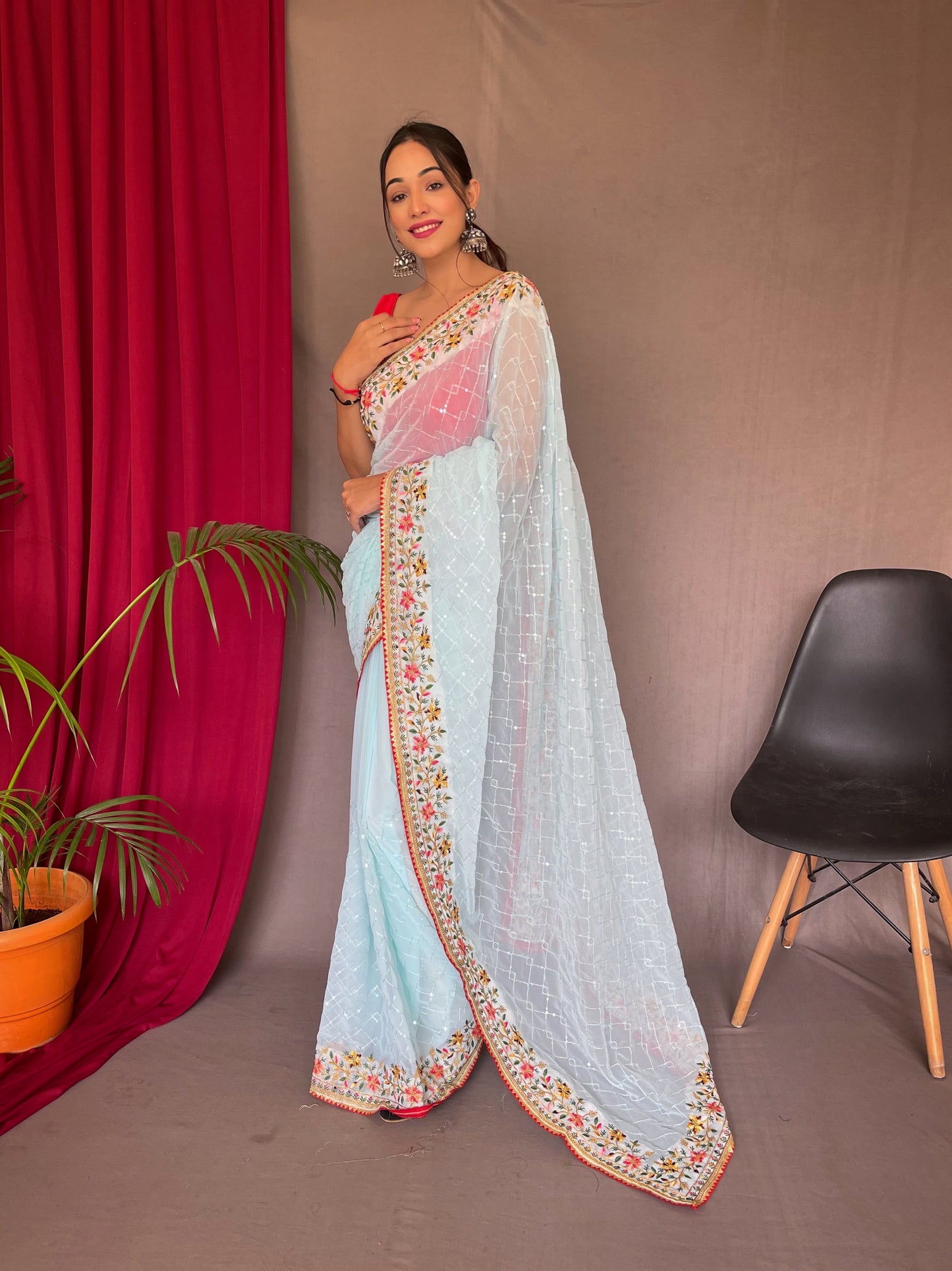 SKY PURE GEORGATE SAREE