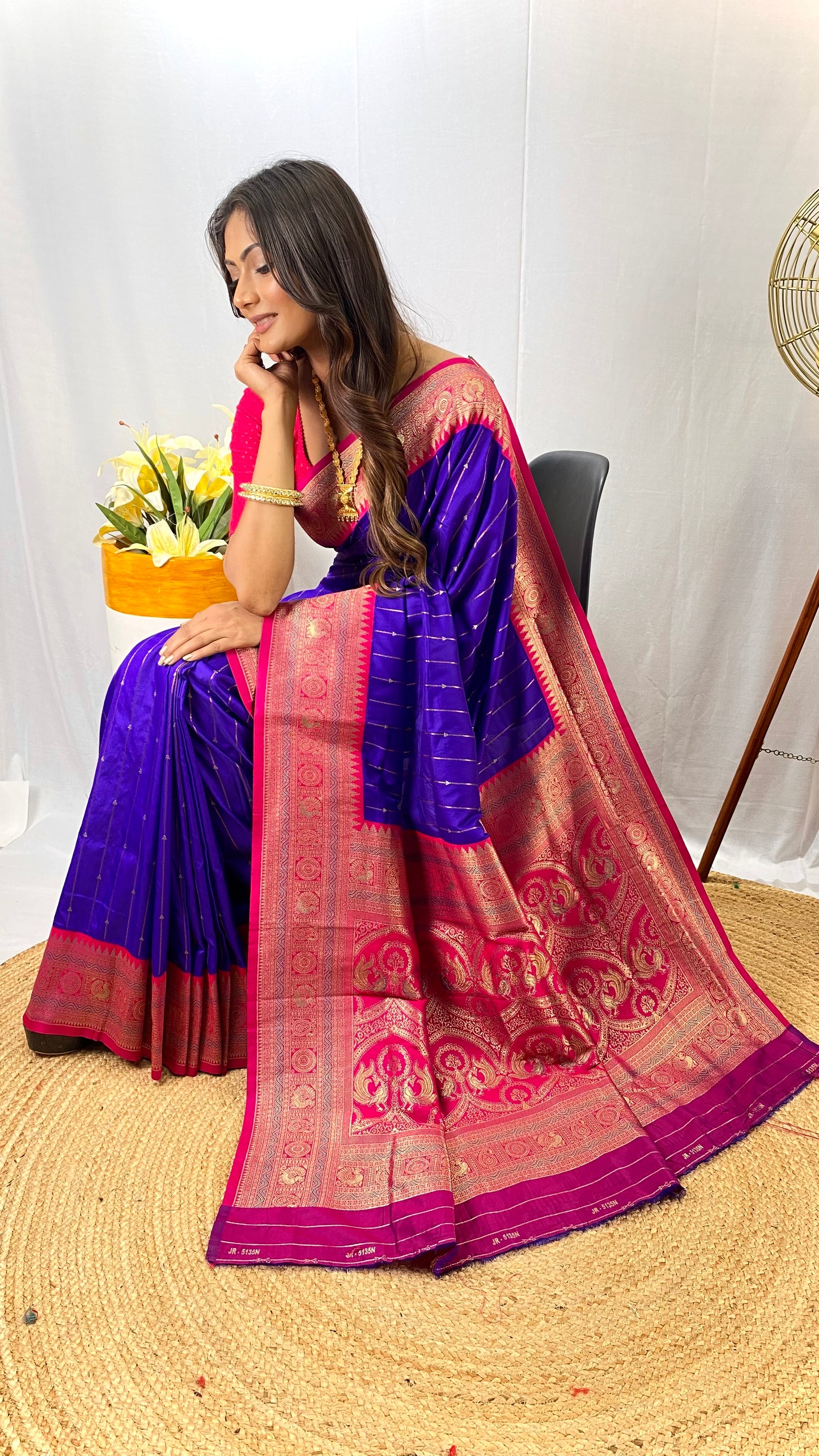 Violet Paithani silk saree