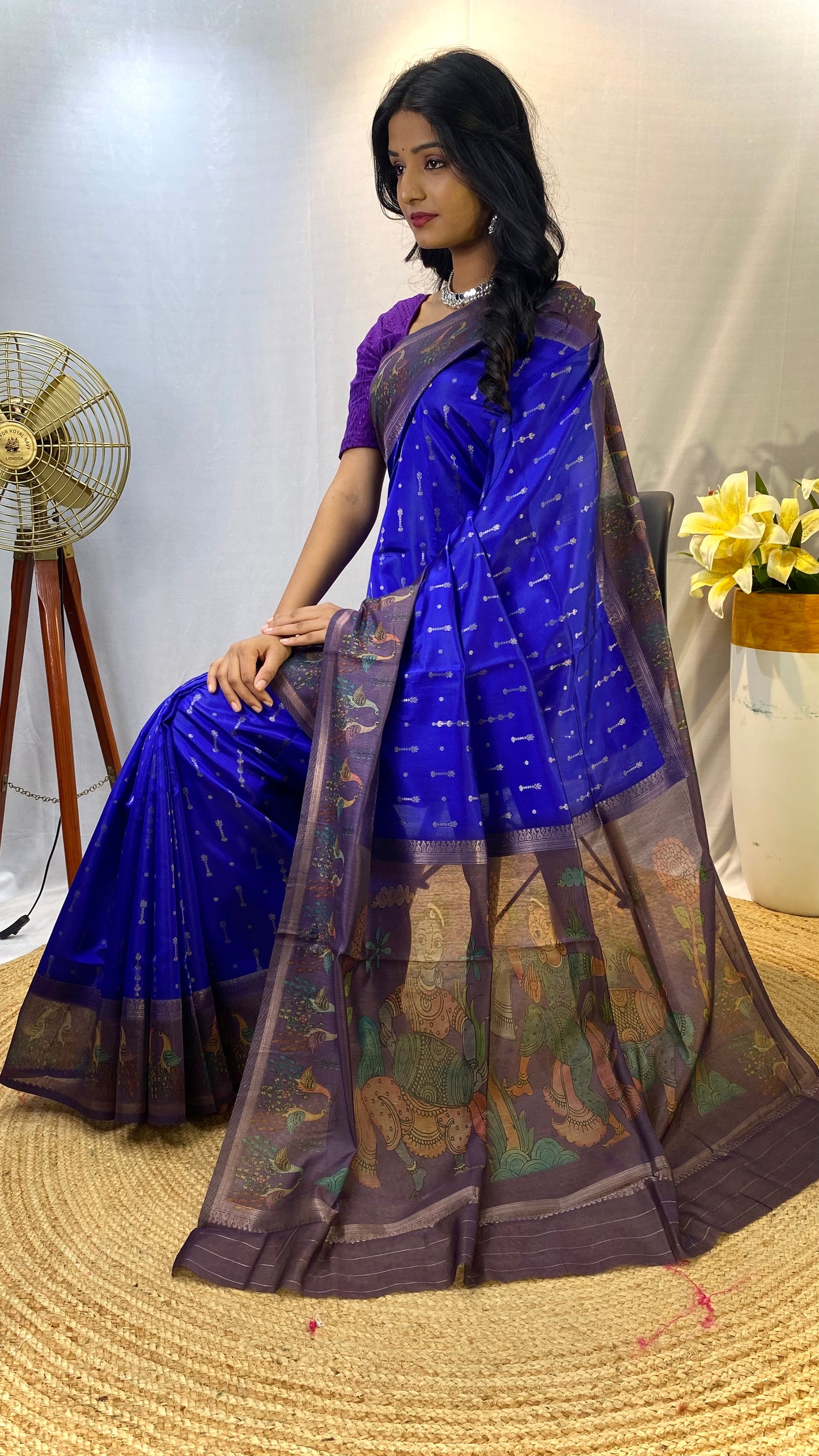 Violet soft Chanderi silk sarees