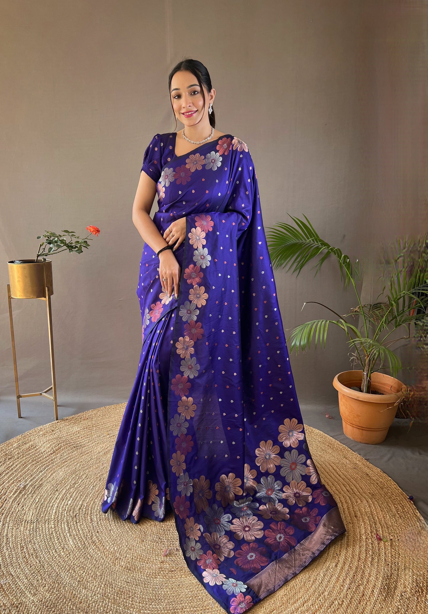 Violet Pure soft silk saree