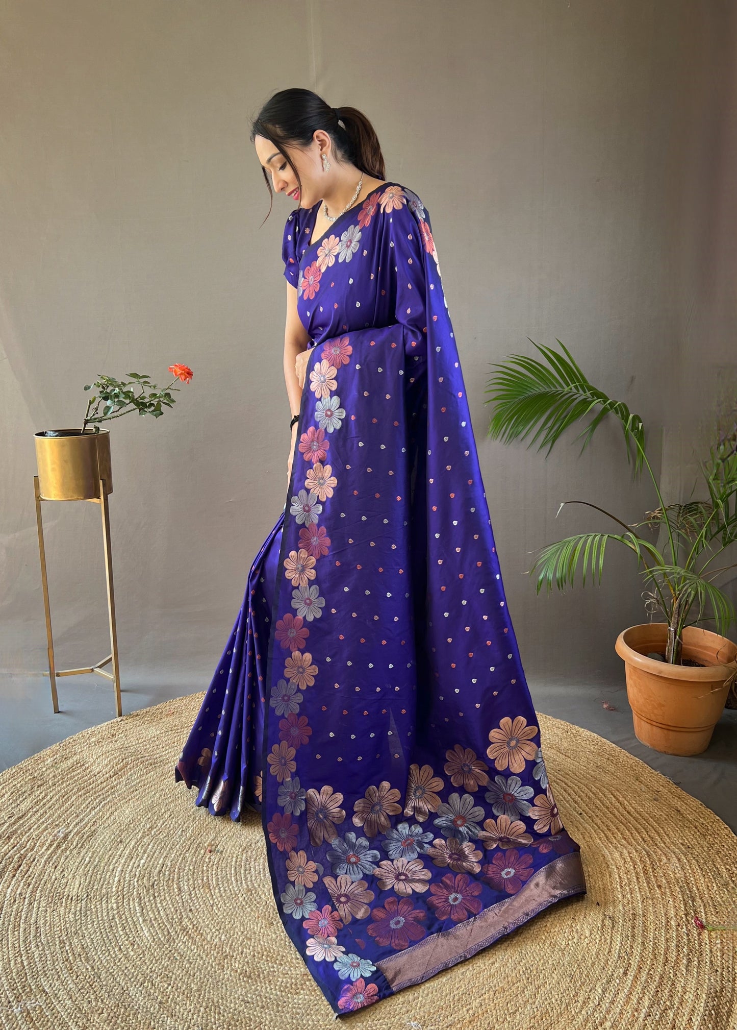 Violet Pure soft silk saree