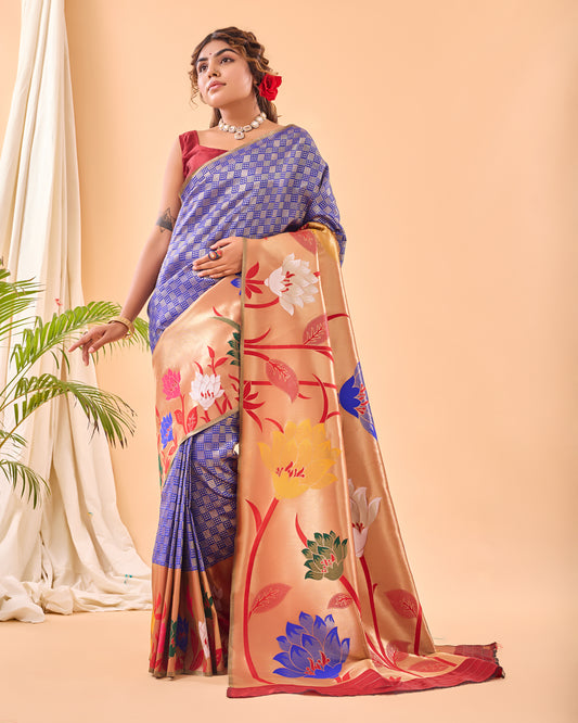 Violet PURE PAITHANI SILK SAREE