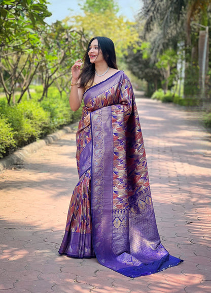 Violet Kanchipattu silk saree