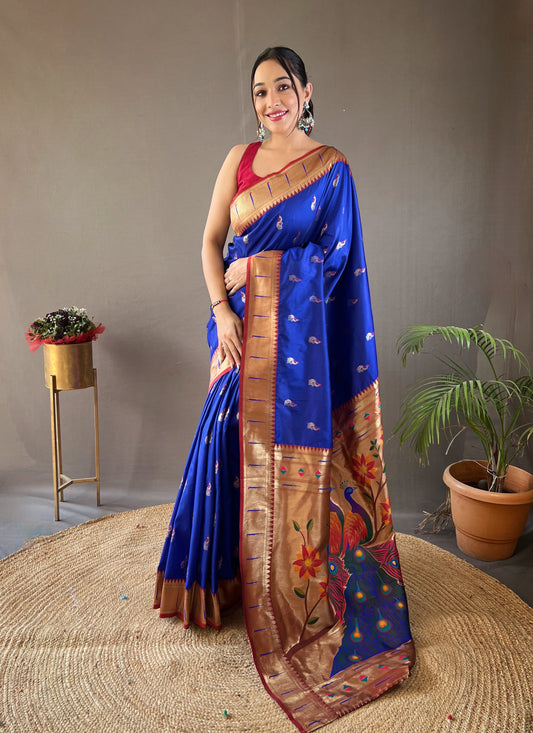 Violet Paithani silk saree